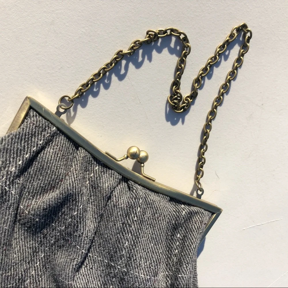 - Vintage Plaid Wool Chain Strap Purse! EUC!